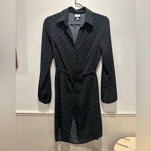 a new day Black Long Sleeve Polka Dot Dress